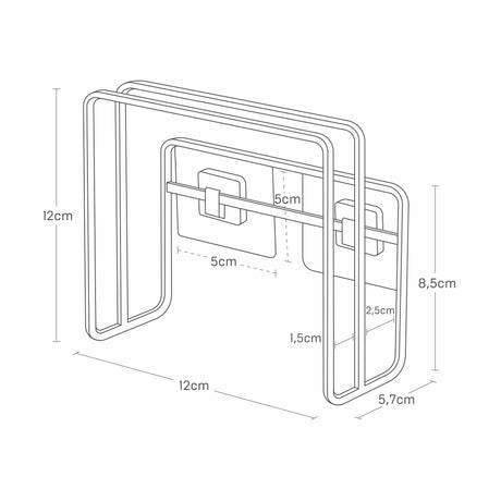 Hvit holder til skjærebrett montert på vegg ved kjøkkenbenk for bedre organisering