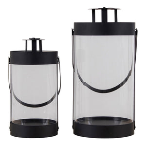 2 - pk Bondi lanterne glass og metall sort - Lindas Dekor