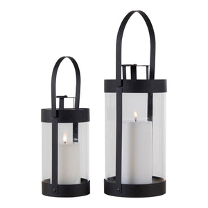 2 - pk Bondi lanterne glass og metall sort - Lindas Dekor