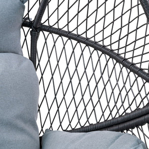 Loungestol utendørs med høy rygg og sort flettet polyrattan