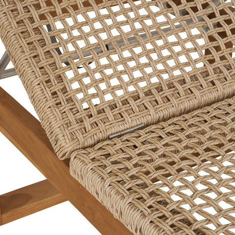 Justerbar solseng med teakramme og flettet liggeflate til uterom