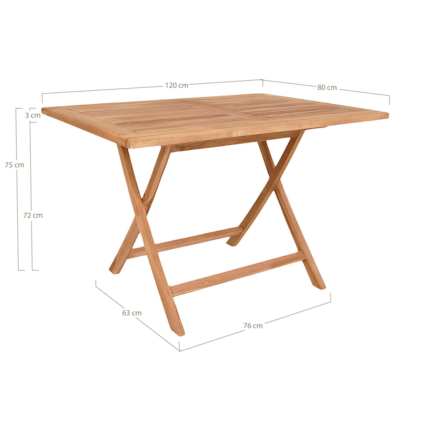 Kvadratisk bilde av bord med sammenleggbart understell i teak