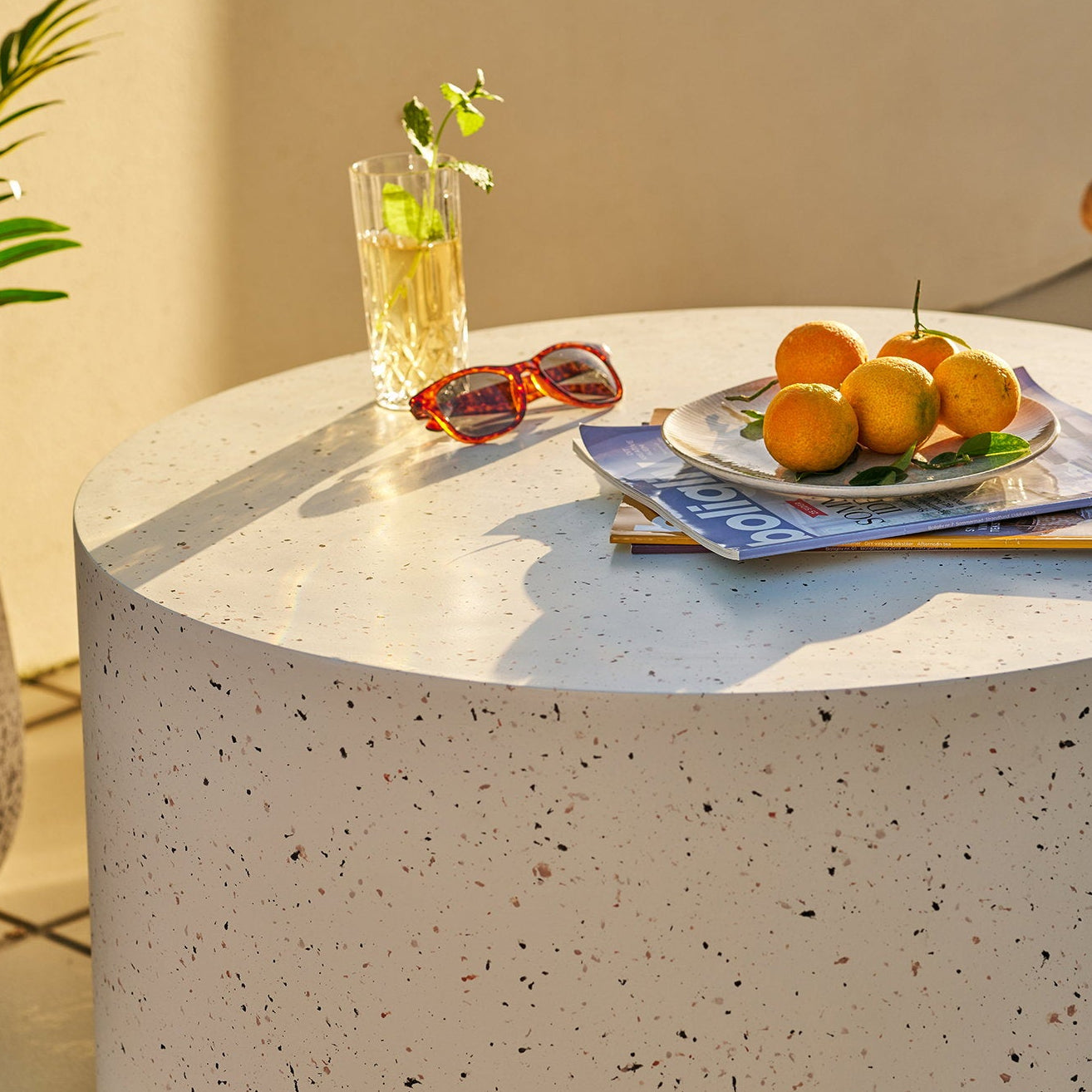 Bonn sofabord fiberclay terrazzo-look ø70 cm