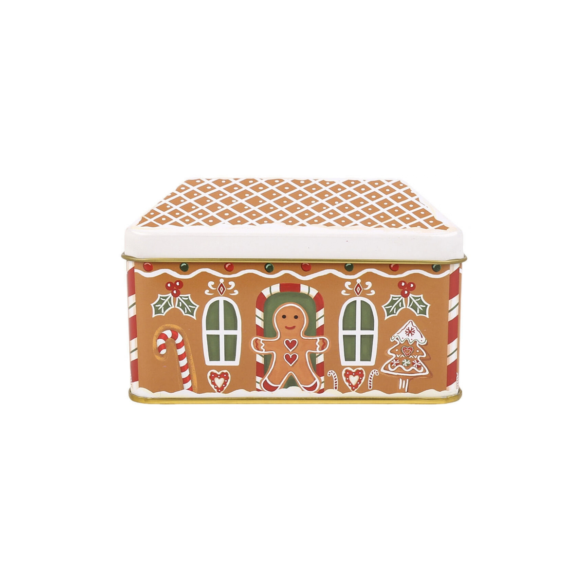 Metallboks pepperkakehus brun 12 x 8 x 8 cm