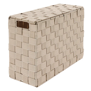 Rektangulær oppbevaringskurv i beige polyester med lokk