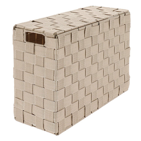Rektangulär förvaringskorg i beige polyester med lock