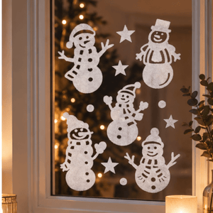 Julestickers med snømenn hvit 31,5 x 30,4 cm - Lindas Dekor Wallstickers