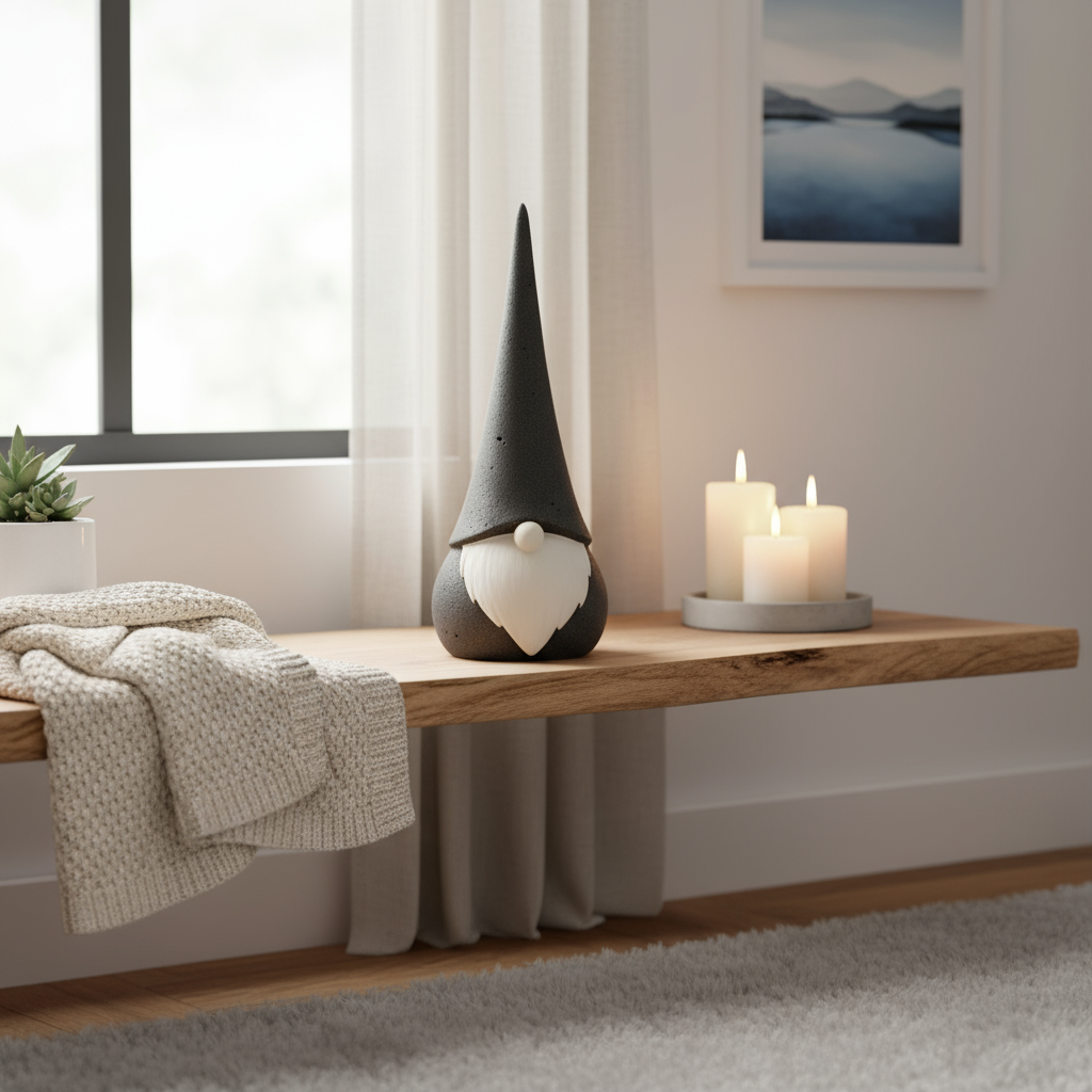 Keramikk nisse sort stor