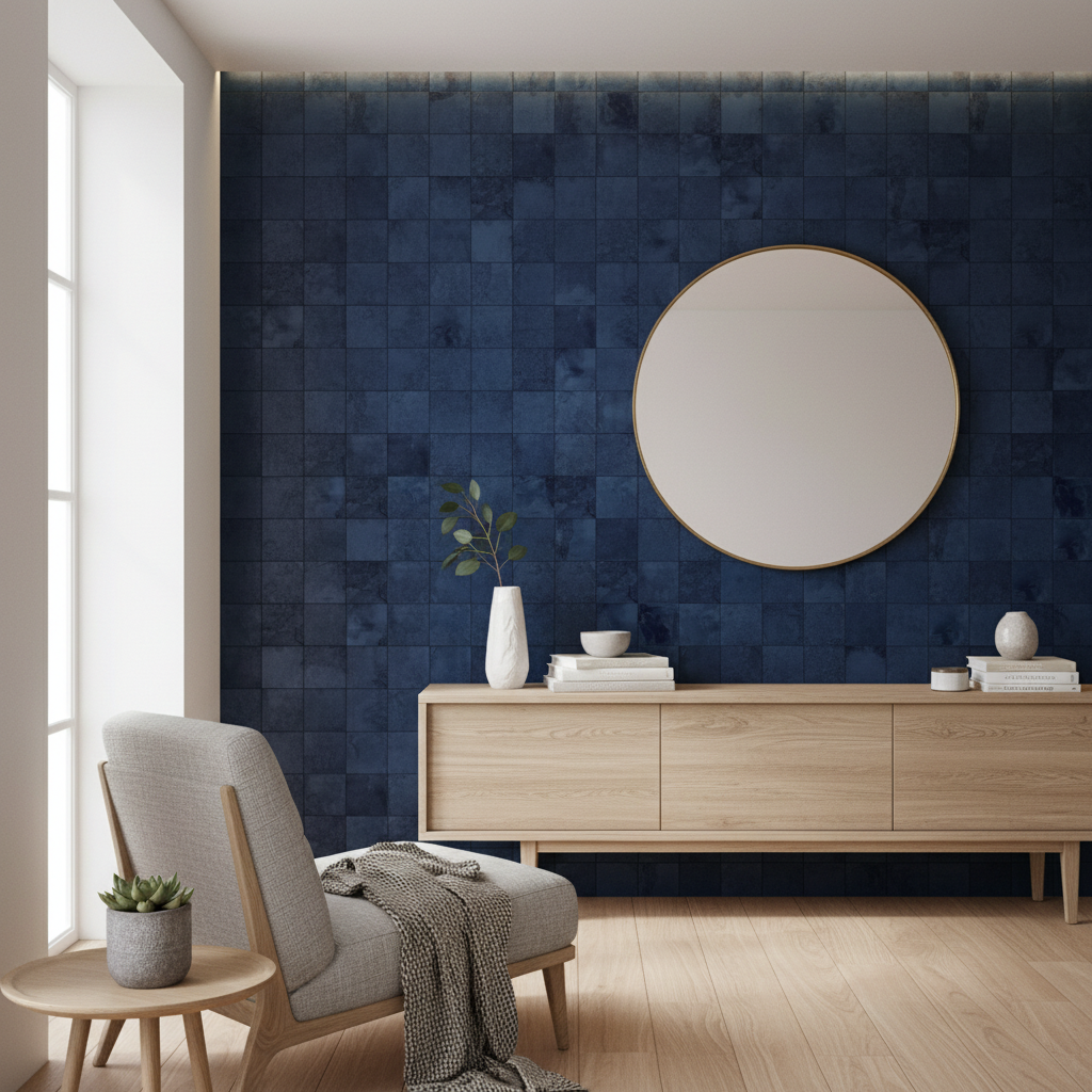 Bodø mørkeblå selvklebende fliser