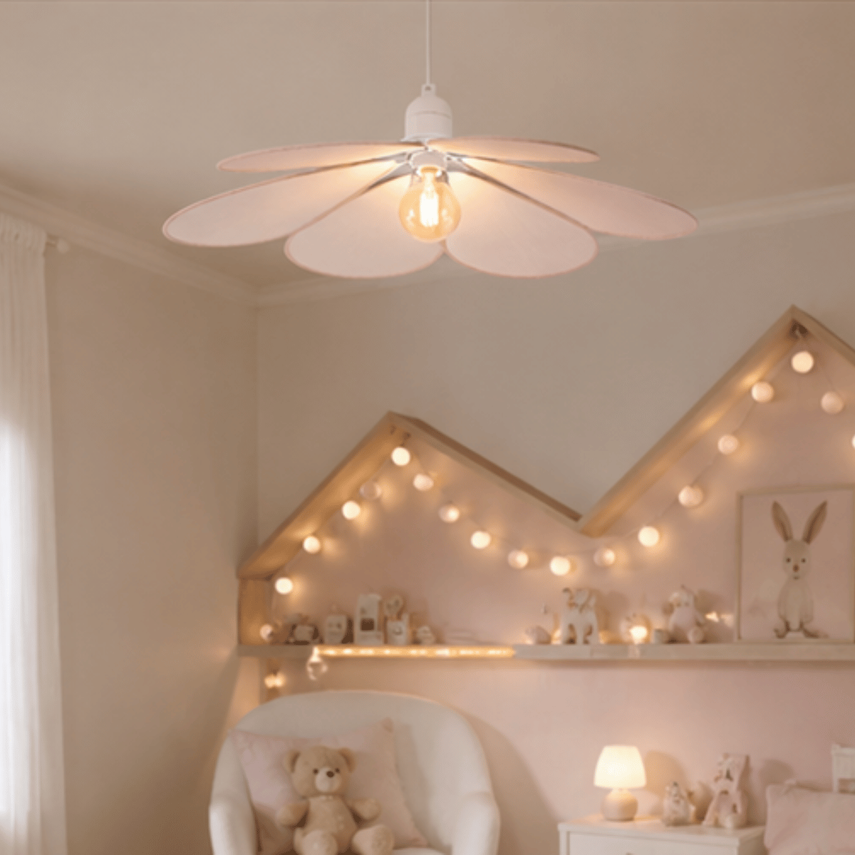 Taklampe kronblad rosa 64 cm