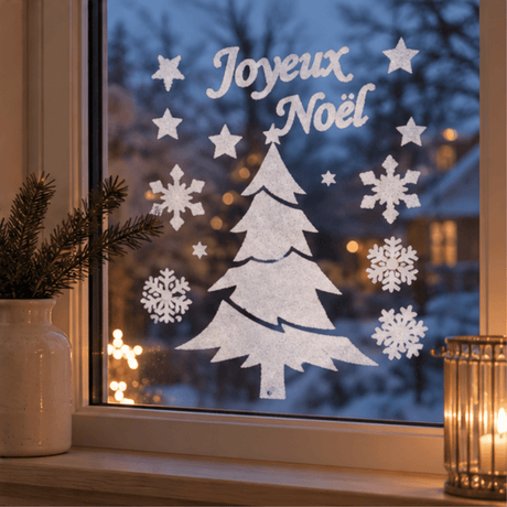 Julestickers med juletre hvit 31,5 x 30,4 cm - Lindas Dekor Wallstickers