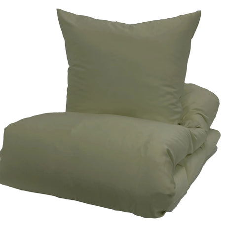 Brettet grønt sengesett i bomull med matchende putetrekk