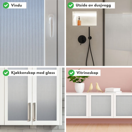 Riflet vindusfolie brukt på skapdører – gir nytt uttrykk uten å bytte fronter