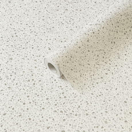 Premium Granitt kontaktplast fargeprøve nærbilde, lys steinlook med jevne variasjoner i overflaten