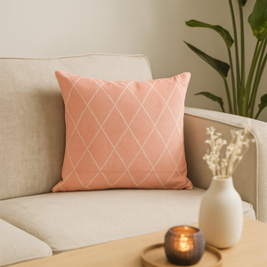 Putetrekk jaquard bomull rosa 45 x 45 cm