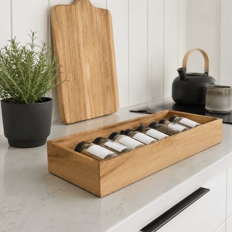 Stabelbar organiseringsbrett i tre/akasie 37,5 x 15 x 5 cm - Lindas Dekor Oppbevaringshylle