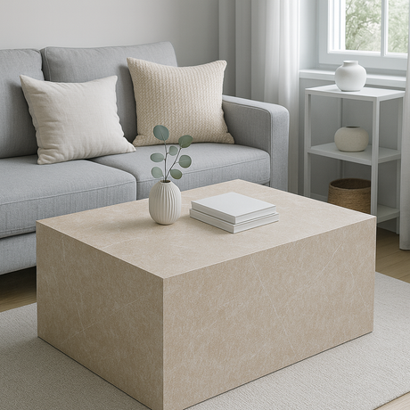 Selvklebende steinfolie beige på baderomsmøbel – d-c-fix Emmy serie