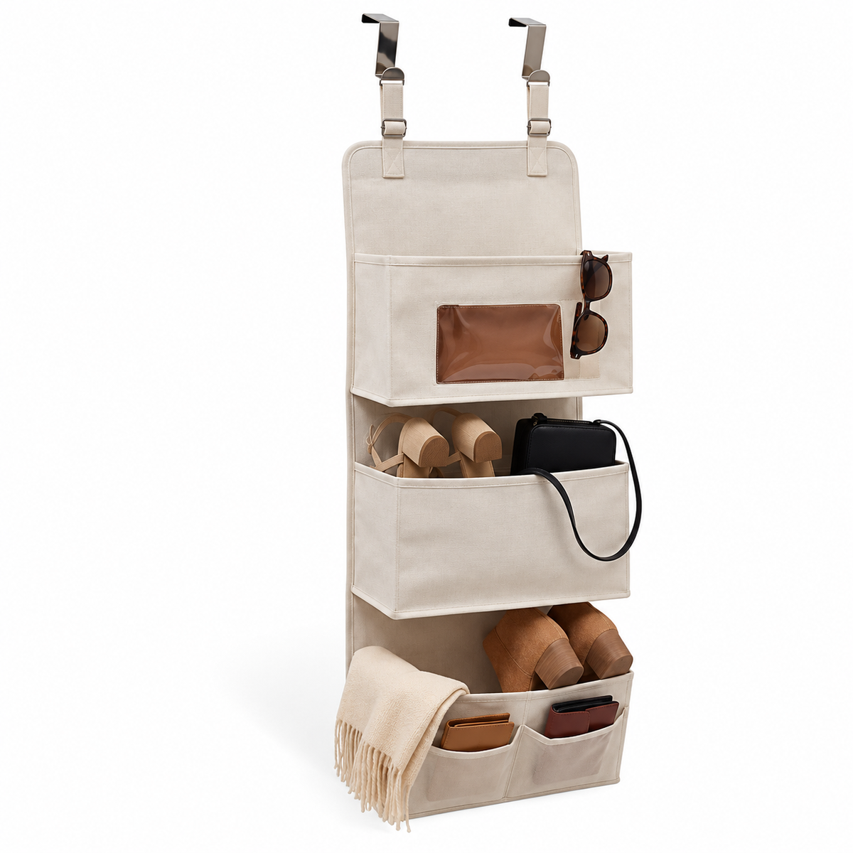 Dressy+ hängande dörrlagring i polyester beige 88 cm