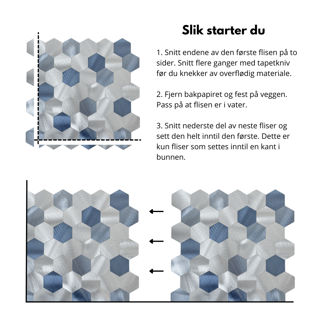 Lykke hexagon selvklebende veggfliser