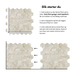10 - pk Grace hexagon selvklebende veggfliser - Lindas Dekor