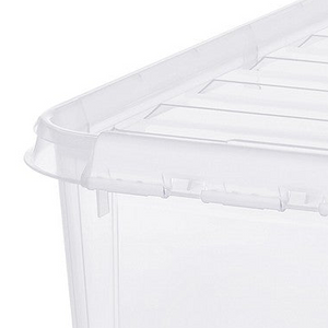 Stor transparent oppbevaringsboks 70 L til klær og dyner