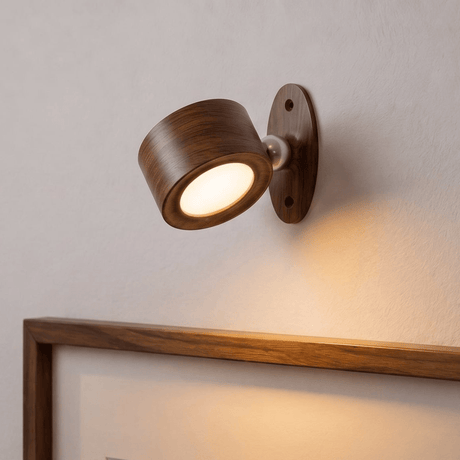 Opladbar LED-væglampe i træ med berøringsdæmpning 9,2 cm - Lindas Dekor Væglampe