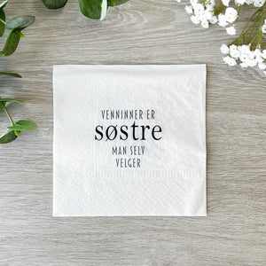 20-pk Servietter Venninner er søstre, hvit