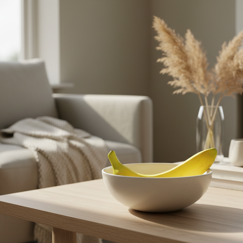 Mr. Plant Banan i fruktfat - dekorativt kunstfrukt for kjøkken og bordpynt