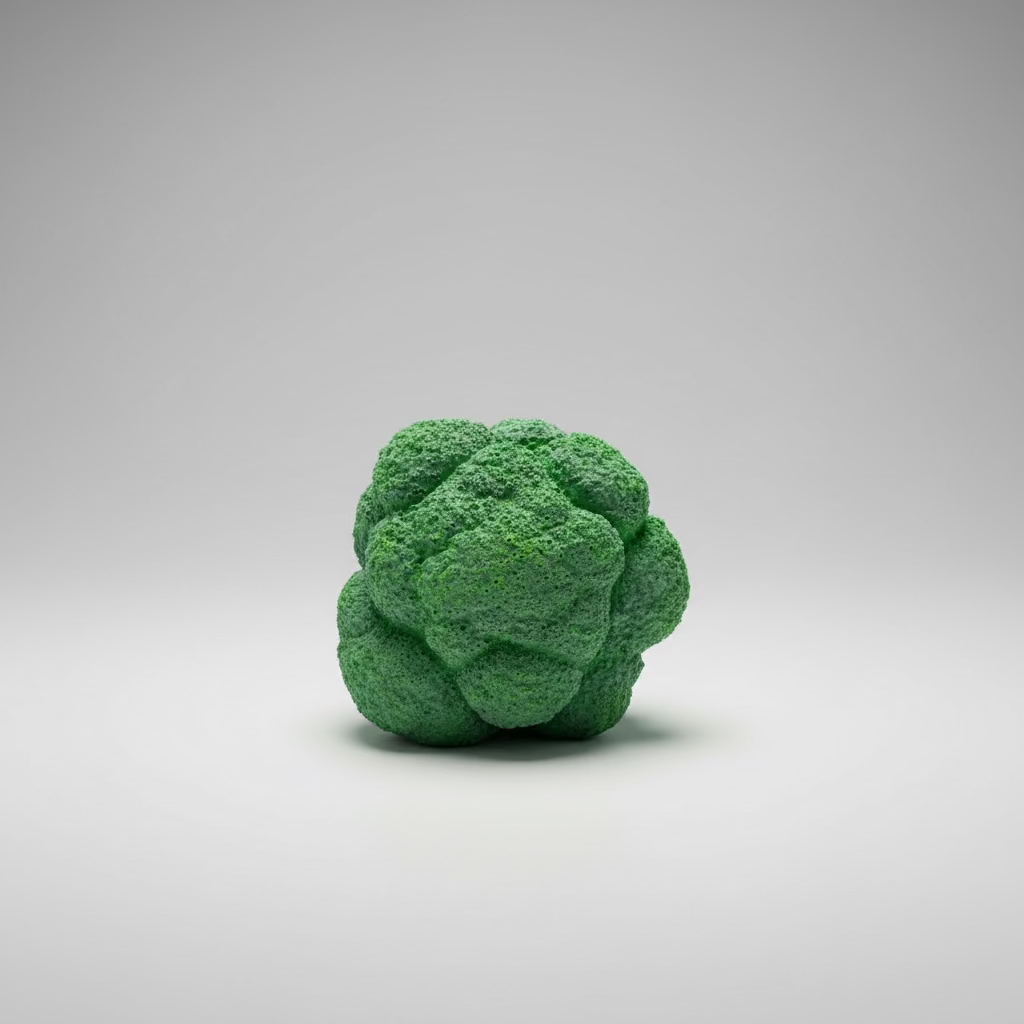 Mr. Plant Brokkoli i grønnsaksfat - dekorativ kunstgrønnsak for kjøkken og matfotografering