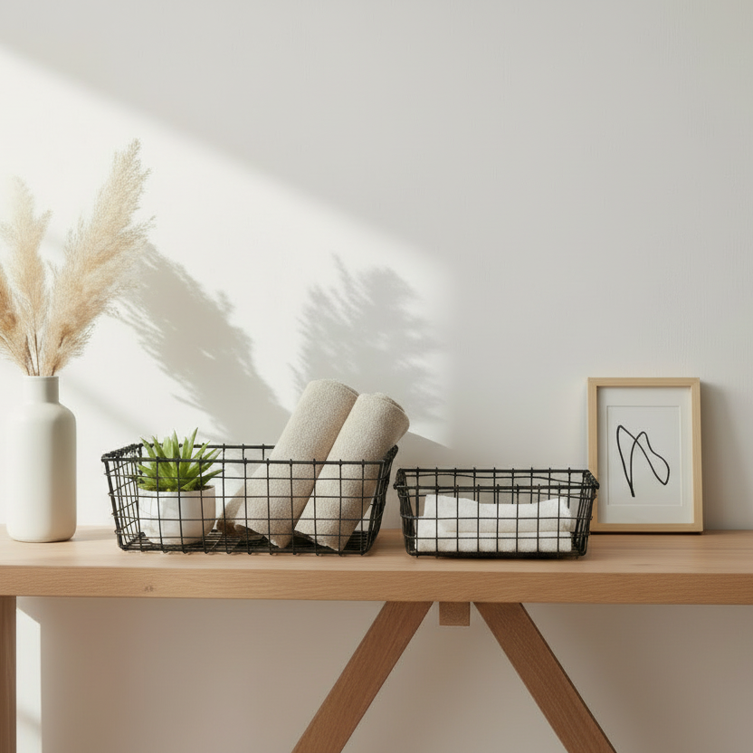 2-pk Trådkurv sort metall