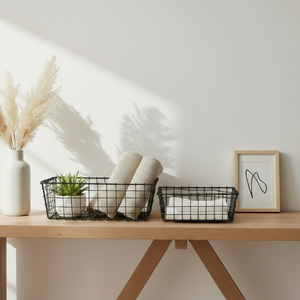 2-pk Trådkurv sort metall