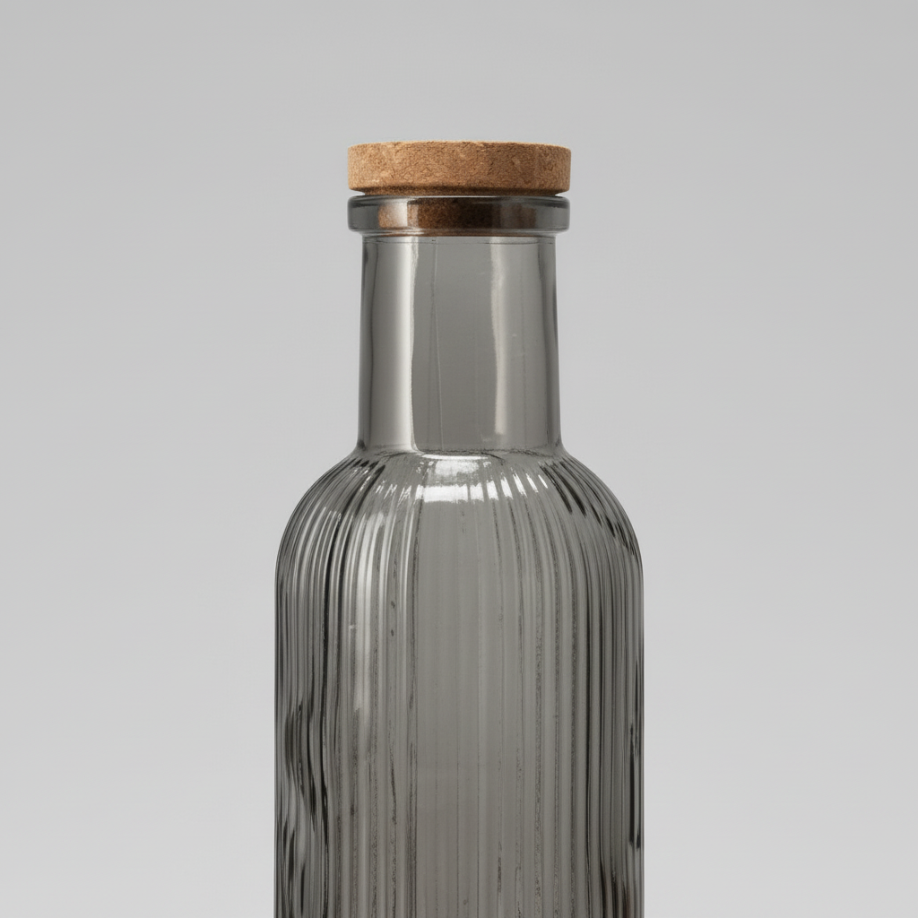 Glassflaske med kork antrasitt 1 liter - vase eller oppbevaring