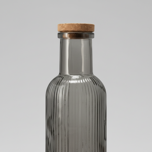 Glassflaske med kork antrasitt 1 liter - vase eller oppbevaring