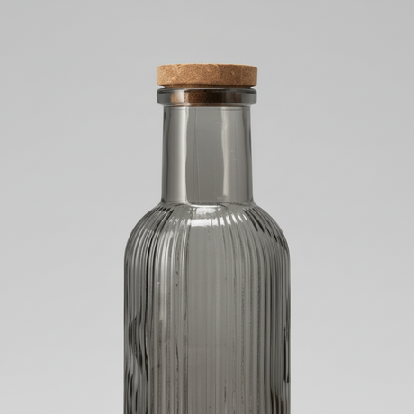 Glassflaske med kork antrasitt 1 liter - vase eller oppbevaring