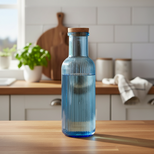 Glassflaske blå 1 liter 28 cm