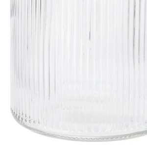 Krukke stripet glass med trelokk stor