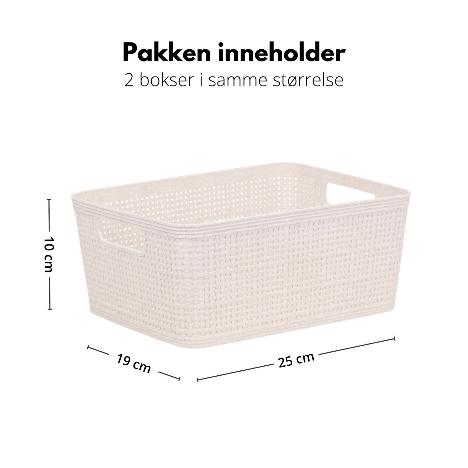 Beige kurv til vaskerom oppbevaring sandfarget vevd plast 25x19x10 cm 2-pk
