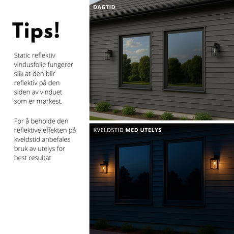 Static reflektiv på dagtid og kveldstid 