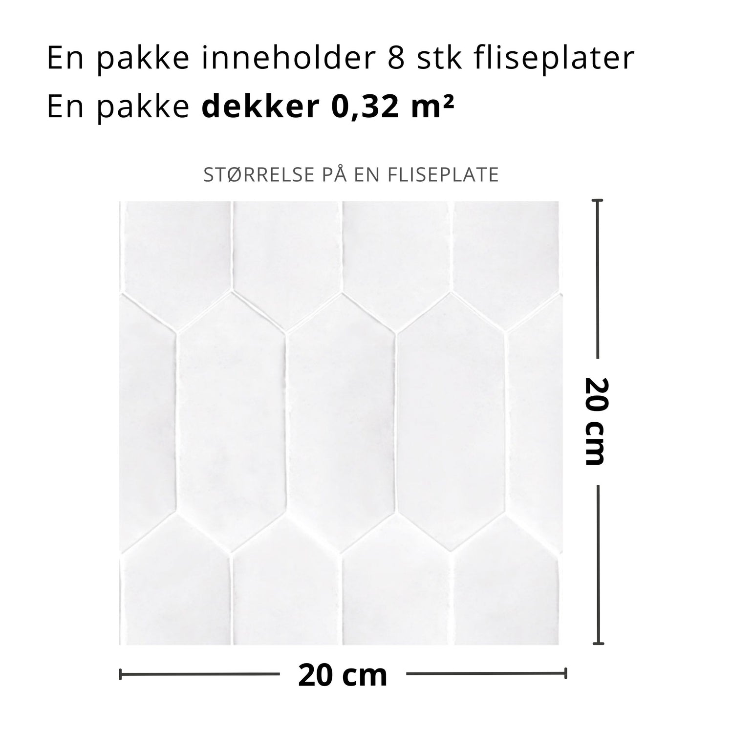 8-pk Mathilde lysegrå selvklebende fliser