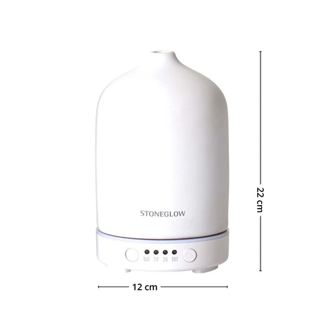 Elektrisk duftspreder med justerbare innstillinger og medfølgende lader.