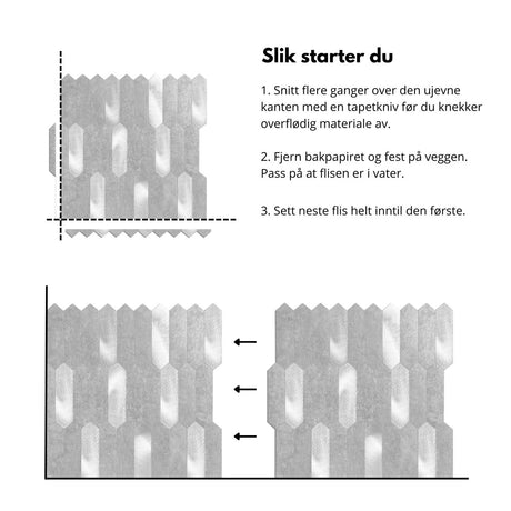 Stein lys grå hexagon selvklebende veggfliser - Lindas Dekor