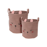 2-pk Stoffkurv med dyremotiv rosa