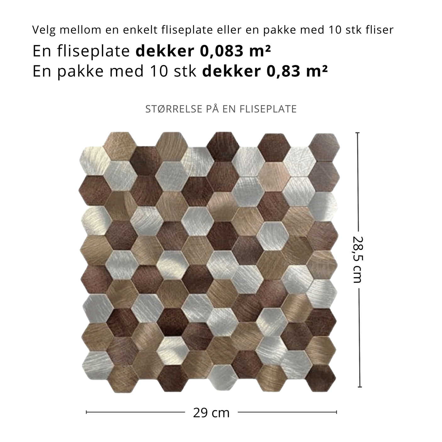 Bronse selvklebende veggfliser