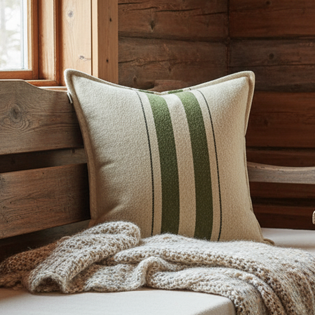 Kvadratisk putetrekk i grønn ullblanding