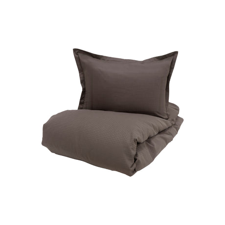 Halvor Bakke Exo sengesett i brun muldvarp jacquardvevd sateng