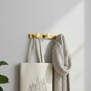 Knaggrekke i metall 3 knagger gull 42 × 5 cm