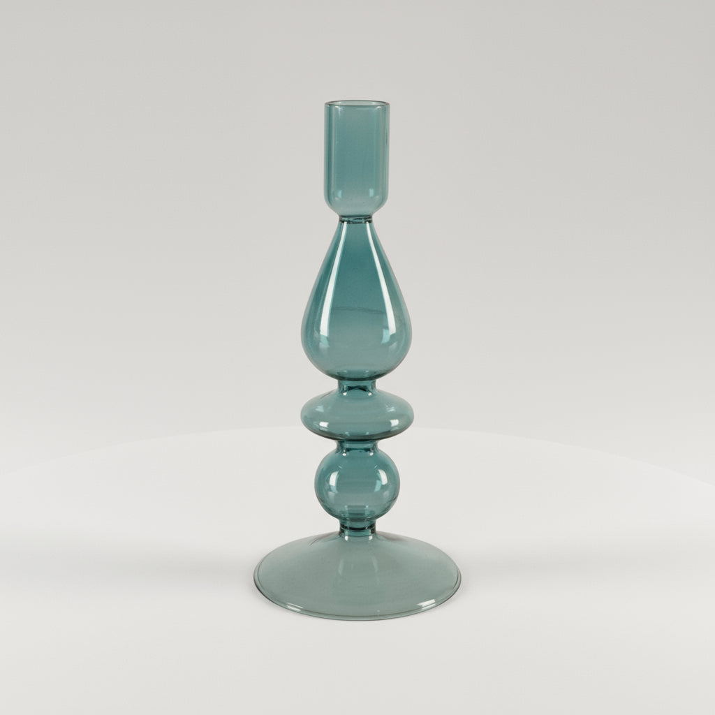 Lysestake i blått glass til kronelys