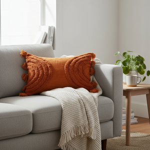 Putetrekk 35 × 55 cm i rustfarget tekstil. hytta. 