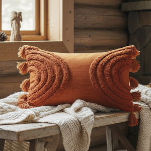 Putetrekk bomull stripet rust 35 x 55 cm