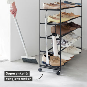 Stor skohylle med hjul 5 rader